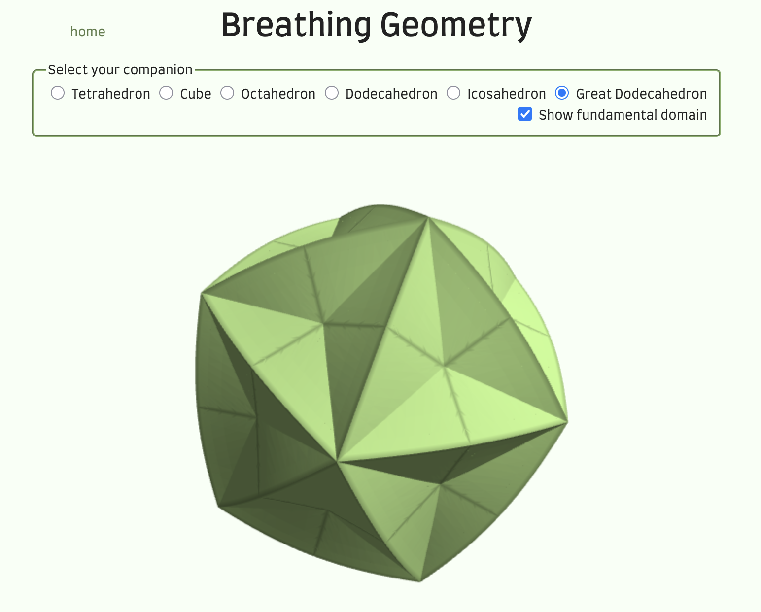 screenshot of the Breathing Geometry web page